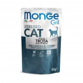 Monge Cat Grill Pouch Sterilised Trout, паучи для кошек, с кусочками форели в желе, 85гр.(арт.-3659)