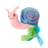 Игрушка Mr.Kranch для кошек "Улитка" плюшевая с кошачьей мятой и перышками, 18см, розовая (арт.-2335)