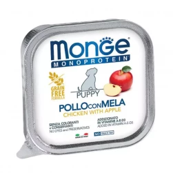 Monge Dog Solo Con Apple, монобелковый паштет для щенков и беременных собак из курицы с яблоком, 150 гр.(арт.-4380)