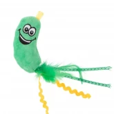 Игрушка Mr.Kranch для кошек "Огурчик" плюшевая с кошачьей мятой и перышками, 17см, зеленая (арт.-2342)