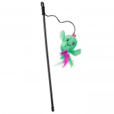 Игрушка-дразнилка Mr.Kranch для кошек "Кактус" плюшевая с кошачьей мятой и перышками, 17 см, зеленая (арт.-2373)