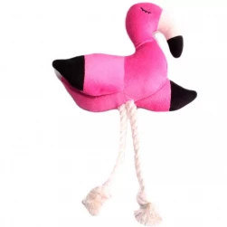 Игрушка Mr.Kranch для собак "Фламинго" с канатом и пищалкой 24х13,5х6см, ярко-розовая (арт.-1064)