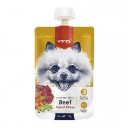 Лакомство Wanpy Dog для собак Мясное пюре из говядины и моркови с горохом 90 г (арт.-0227)