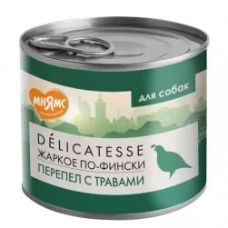 Корм "Мнямс" консервированный для собак, паштет из перепела с травами "Жаркое по-фински", 200 г (арт.-0944)