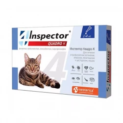 Инспектор капли для котов 1-4кг (уп.-3пип, цена за 1 пип) Квадро К "Inspector Quadro K" от внешних и внутренних паразитов