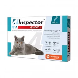 Инспектор капли для котов 4-8кг (уп.-3пип, цена за 1 пип) Квадро К "Inspector Quadro K" от внешних и внутренних паразитов