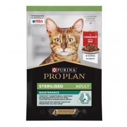 Pro Plan Sterilised Beef, влажный корм для стерилизованных кошек, с говядиной в соусе, 85гр.(арт.-6916)