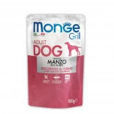 Monge Dog Grill Pouch Adult Manzo, влажный корм для собак с кусочками говядины, 100 гр.(арт.-3154)