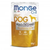 Monge Dog Grill Pouch Adult Chicken and Turkey,  влажный корм для взрослых собак с курицей и индейкой, 100 гр. (арт.-3116)