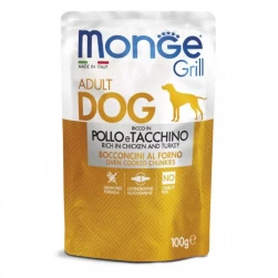 Monge Dog Grill Pouch Adult Chicken and Turkey, влажный корм для взрослых собак с курицей и индейкой, 100 гр. (арт.-3116)